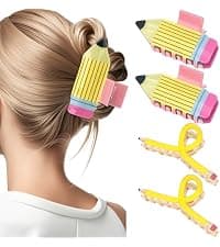 Back to School Jaw Barrettes Cute Teacher Appreciation Gift Accessories Party Costume Christmas YARIEW Pencil Hair Claw Clips for Women Thick Hair Clips for Teacher Gifts B0DSB6GNKS