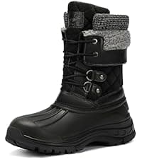 DOBOLIN Womens Winter Snow Boots Duck Waterproof Boots for Women Warm Cozy Mid Calf Booties for Cold Weather