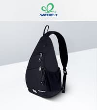WATERFLY Crossbody Sling Backpack Sling Bag Travel Hiking Chest Bag Daypack (Black)