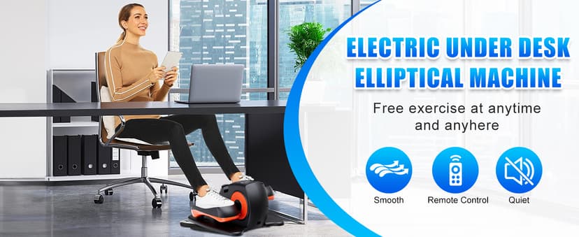 Under Desk Elliptical Machine, Electric Elliptical Leg Exerciser for Seniors with 12 Adjustable, Portable Quiet Elliptical Exercise Machine, Seated Pedal Exerciser with Remote Control