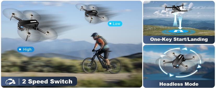 GPS Drone with Camera for Adults, 2K HD FPV Drone with Auto Return, Follow Me, Circle Fly, Waypoint Fly, Stable Hover, Brushless Motor, Foldable 5G Transmission Remote Control Quadcopter, Black