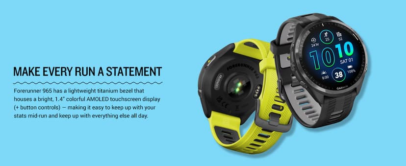 Garmin Forerunner® 965 Running Smartwatch, Colorful AMOLED Display, Training Metrics and Recovery Insights, Black and Powder Gray, 010-02809-00