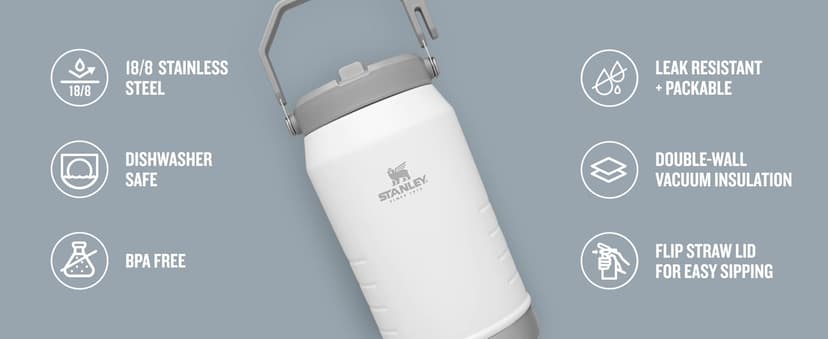 Stanley IceFlow Stainless Steel Tumbler with Straw - Vacuum Insulated Water Bottle for Home, Office or Car Reusable Cup with Straw Leak Resistant Flip Cold for 12 Hrs or Iced for 2 Days (Rose Quartz)