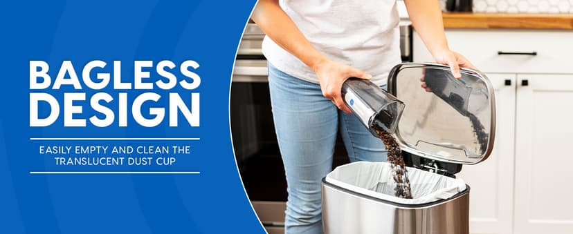 Vacmaster Portable 10.8V 2-in-1 Cordless Stick Lightweight Vacuum Cleaner with 2-Speed Power Control and LED Headlight for Hardwood Floor, Carpet & Pet Hair, Blue