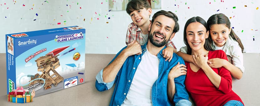 Smartivity 2in1 Hydraulic Airplanes & Darts Launcher STEM Toy for Kids Ages 6-14 Years I Cool Birthday Gifts for Boys & Girls | DIY Science STEM Kit for 6, 8,10,12,14 Years I Engineering Game