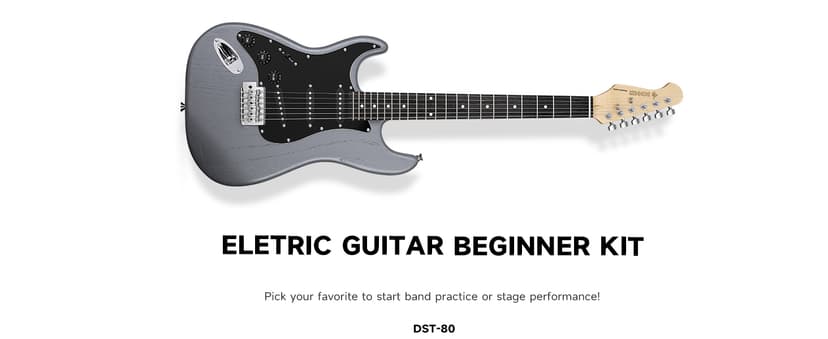 DONNER DST-80 Left-Handed Electric Guitar 39” Beginner Electric Guitar Kit with Amp, Classic SSS Pickup Complete with Gig Bag, Tuner, Capo, Strap, Picks, and Free Online Lessons, Matte Black