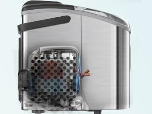EUHOMY Ice Maker Countertop, Portable Ice Machine with Carry Handle, 26.5lbs Per Day, 9 Cubes in 6 Mins, Auto-Cleaning, with Basket and Scoop, for Home, Kitchen, Camping, RV (Silver)