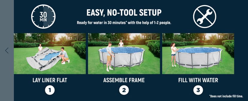 Bestway Steel Pro MAX 10' x 30" Above Ground Pool, Round Metal Frame Outdoor Swimming Pool Set with Filter Pump & Type I Cartridge, Gray