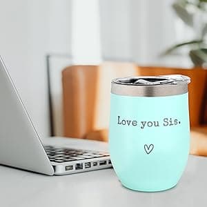 Sisters Gifts from Sister - I Love You Sis-Christmas Gift Birthday Gift for Sister - Sisters Gifts - 12oz Coffee Tumbler for Besties, Girls(Mint)