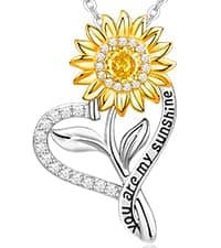 Anniversary for Gifts Women Wife, 18k Gold Plated Sunflower Necklaces for Women, Anniversary Her Gifts Birthday Gift for Wife You Are My Sunshine Woman's Jewelry Girlfriend Grandma Mom Daughter