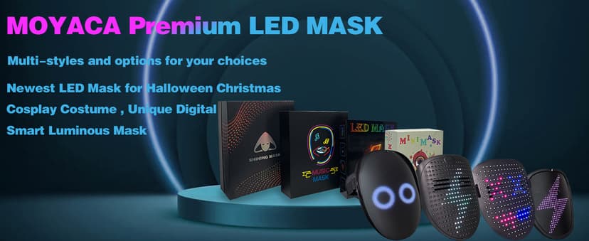 50+ Glowing Patterns for Halloween Costume, Christmas Cosplay, Birthday Party, Adjustable Strap Fits Kids Boys Teens Ages 5+ MOYACA Led Mask Light up Mask Gesture Sensing, Kids Cool Toys Men Boys Gift B09ZY7WY8P