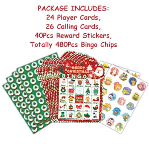 39Pcs Christmas Bingo Game for Kids Adults 24 Players Bingo Cards Christmas Games with Reward Stickers Xmas Activities Family Party Game