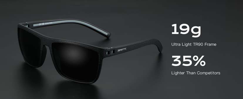 ZENOTTIC Polarized Sunglasses for Men Lightweight TR90 Frame UV400 Protection Square Sun Glasses