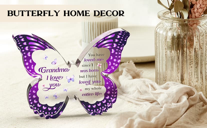 Grandma Gifts - Grandma Christmas Gift Ideas, Birthday Gifts for Grandma - Butterfly Acrylic Decorations - Christmas Gifts for Grandma from Grandkids