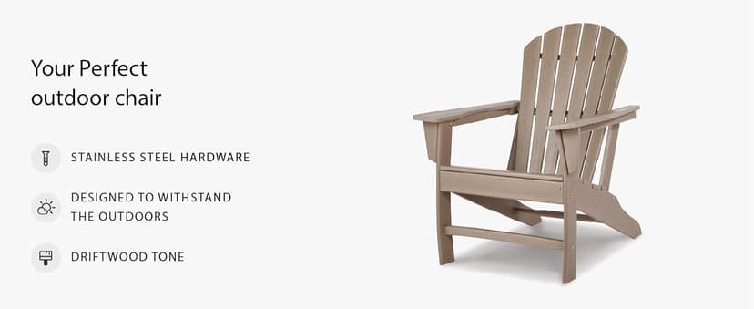 Signature Design by Ashley Sundown Treasure Outdoor Patio HDPE Adirondack Chair, Light Brown