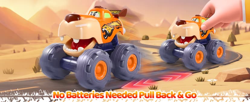 Car Toys for 1 Year Old Boy Gifts, Pull Back Monster Truck Toy Cars for Toddlers 1-3, 1 2 3 One Year Old Boy Birthday Gift 1st Vehicles Kids Stocking Stuffers Toddler Baby Boys Toys 12-18 Months