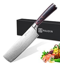 PAUDIN Nakiri Knife - 7" Razor Sharp Meat Cleaver and Vegetable Kitchen Knife, High Carbon Stainless Steel, Multipurpose Asian Chef Knife for Home and Kitchen with Ergonomic Handle