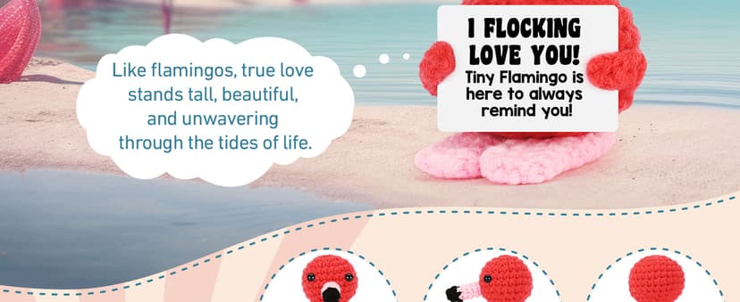Funny Gifts for Her Girlfriend Christmas Valentines Day Anniversary Women Birthday Gifts Wife Stocking Stuffers, I Love You Flamingo Romantic Gift for Couple, Handmade Crochet Flamingo Lover Present