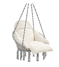 SONGMICS Hammock Chair, Load Capacity 500 lb, Hanging Chair with 2 Cushions, Large Hammock Swing with Chain and Pocket, for Indoor, Outdoor, Living Room, Bedroom, Slate Gray UGDC197G02