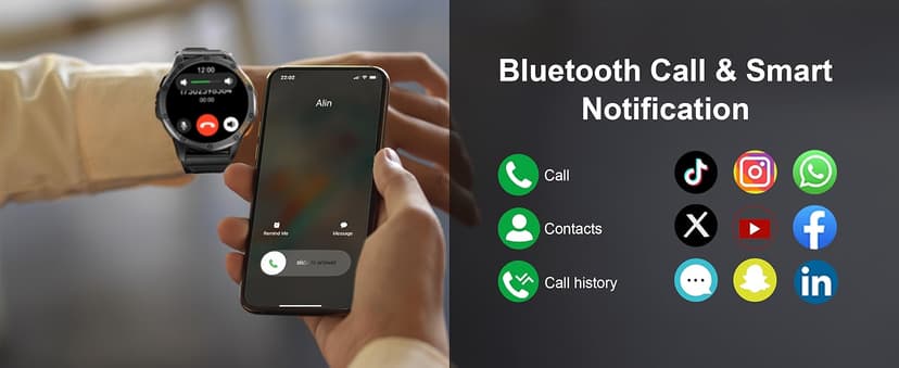 Military Smart Watches Built-in GPS, 170+ Sport Modes for Men with Flashlight, Smartwatch for Android Phones and iPhone, 1.43" AMOLED Screen Bluetooth Call Compass Altimeter (Black & Orange (2 Bands))