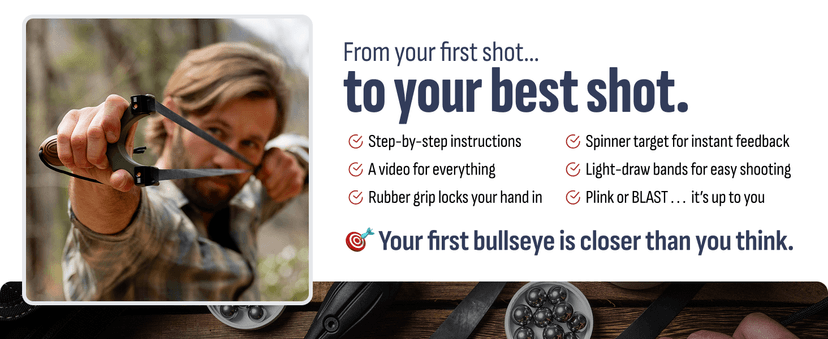 SimpleShot Scout XT Slingshot with Target, Clay Ammo and Bands for Professional Hunting and Powerful Target Shooting Sling Shot
