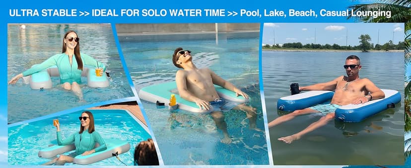 AWEMUFA Inflatable Chair for Lakes, Inflatable Floating Chair Floating Pool Lounger Float Adult, Heavy Duty Lake Floats Outside Tanning Pool Hangout Armrest Floaties