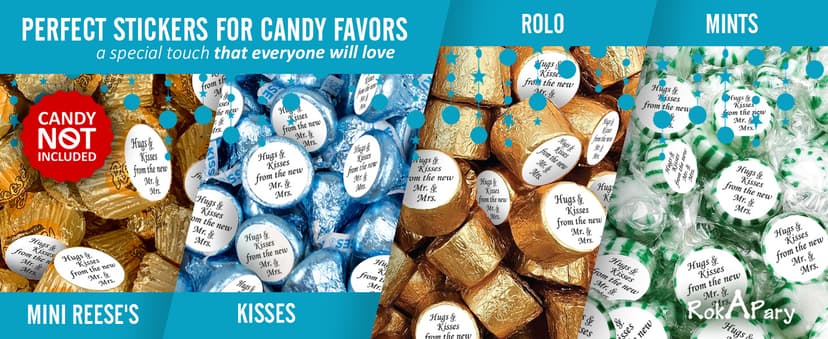 324 Hugs and Kisses from The New Mr. & Mrs. Kiss Wedding Stickers, Chocolate Drops Labels Stickers for Weddings, Bridal Shower Engagement Party Decorations, Kisses Favors Decor. Made in USA