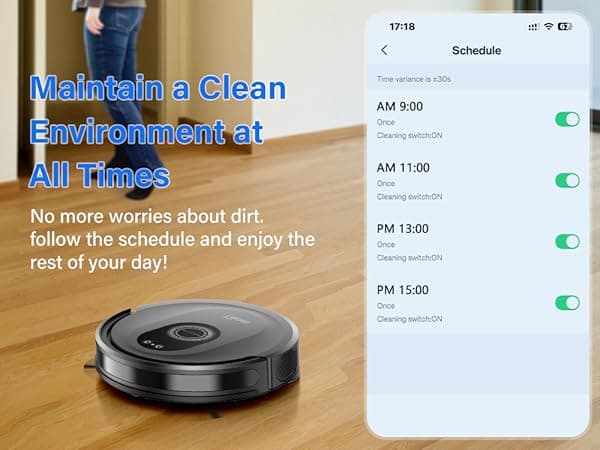 Tikom Robot Vacuum and Mop Combo, 5000Pa Robotic Vacuum Cleaner, 150 Min Max, App & Remote Control, Ideal for Hard Floor, Carpet, Pet Hair, Self-Charge(G8000 Max)