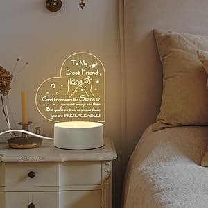Afterprints Friendship Gifts - Engraved Heart-Shaped Night Light, Best Friend Birthday Gifts for Women, Girls Friends, Christmas Gift for Friends, Acrylic Night Lamp