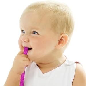 Hollow Teething Tubes Toys for Babies Girls Boys, 6 Pack Silicone Baby Teether Toy Tube for Infants with Nursing Biting Chewing, Chew Straws for Toddlers 6-12 Months (Style A)