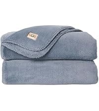 UGG Adalee Faux Fur Throw Blanket Luxury Lightweight Cozy Soft Throw for Couch Bed or Chair Hypoallergenic Machine Washable Double-Sided Fluffy Blanket Home Decor, 50-inch x 70-inch, Natural White