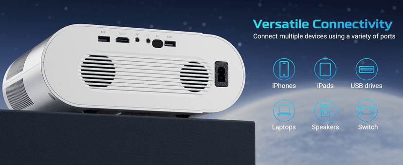 GooDee Smart Viedo Projector 4K with WiFi and Bluetooth, 1000ANSI Brightness Auto Keystone Focus Mini Movie Projector Portable for Home Theather Indoor/Outdoor