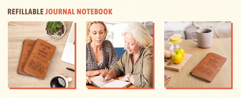 Birthday Gifts for Grandma, New Grandparent, Nana or Mimi, Leather Memory Journal Notebook Grandma Gifts, Cute Things My Grandkids Say & Do Journal Notebook B0GHRMHSN3