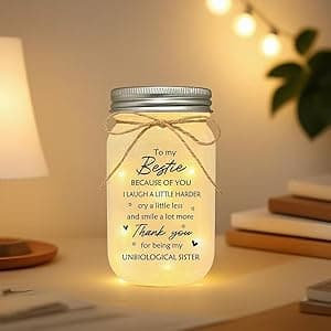 Best Friend Birthday Gifts for Women, Mason Jar Night Lights - Christmas Mother's Day Birthday Gifts for Women Friendship