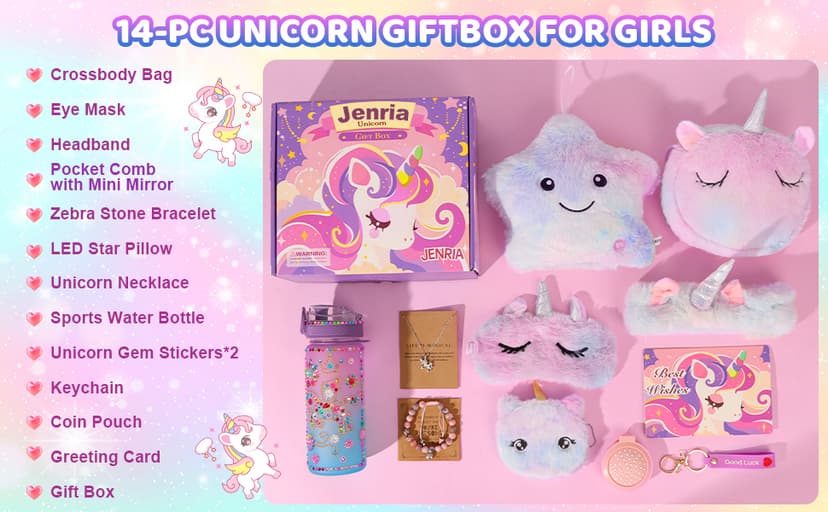 Jenria Unicorn Gift for Girls, Birthday Gifts for Girls Age 3 4 5 6 7 8 9 10 Years Old Girl, Gift Ideas, Girls Toys Age 6-8, Unicorn Toys for Daughter, Niece B0DCF94RV3