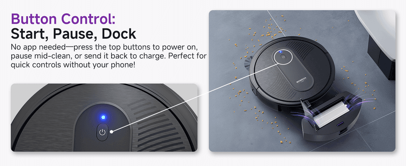 MONSGA Robot Vacuum Cleaner, 4000Pa Powerful Suction Robotic Vacuum, 3.2" Super-Slim, 140Min Runtime, Vacuum Robot for Hard Floor/Low Pile Carpet/Pet Hair, Remote/App/Voice Control, Schedule Clean