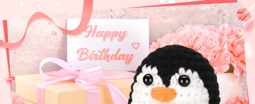 Birthday Gifts for Mom from Daughter Son, Handmade Crochet Mini Penguin Mom Gifts for Birthday Christmas Mama Mother in Law Bonus Step Mothers, Funny I Love You Mum Present Emotional Cute Decor