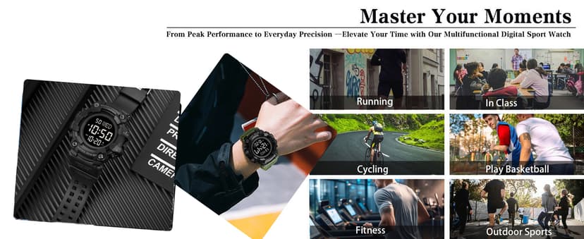 FANMIS Men's Digital 50M Waterproof Electronic Sport Watch Rubber Band Army Military 24H Time LED Light 164FT Water Resistant Calendar Date Day Watches