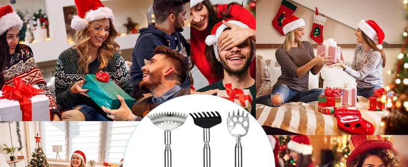 3 Pack Different Back Scratcher Metal Portable Telescoping with Rubber Handles, Extendable Back Massager Tool with Beautiful Box, Stocking Stuffers for Men Women Kids Adults (Black)