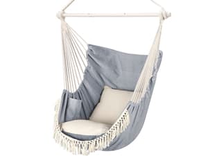 Chihee Hammock Chair Hanging Chair with Foot Rest 2 Cushions Max 500lbs Robust Metal Spreader Bar Collapsible Easy Storage Soft Cotton Swing Chair Strong Strap Iron Carabiner Side Pocket Included