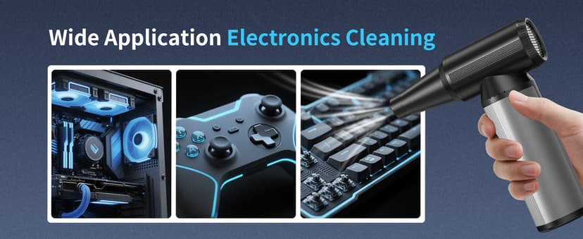 Compressed Air Duster, 2-in-1 Duster Blower & Vacuum with 320000RPM Super Power, Electric Air Duster Rechargeable, 3-Gear Adjustable Air Blower for Keyboard, Computer, Car, Home, and Outdoor Cleaning