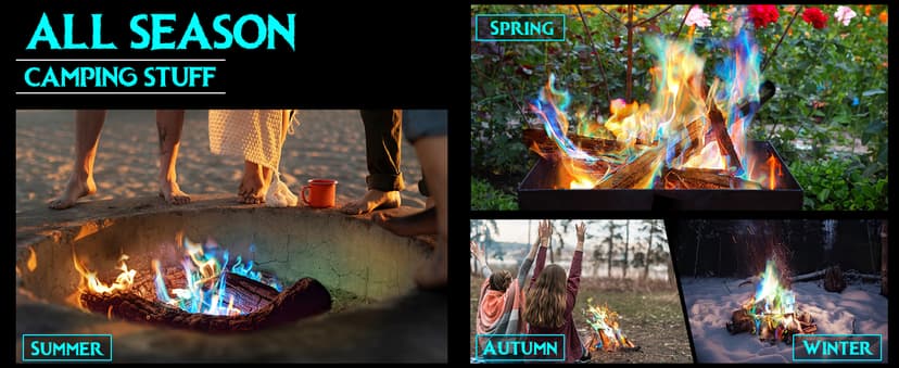 MEKER Fire Color Changing Packets - Fire Pit, Campfires, Outdoor Fireplaces, Bonfire - Magic Colorful Changing Fire - Perfect Fire Camping Accessories for Kids & Adults (12 Pack) B0C9THKCWY