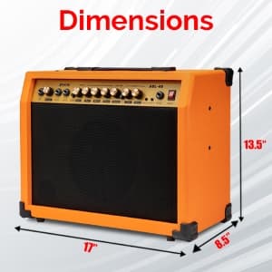 LyxPro 40 Watt Electric Guitar Amplifier | Solid State Studio Amp with 8” 4-Ohm Speaker, Custom EQ Controls, Drive, Delay, ¼” Passive/Active/Microphone Inputs, Aux in & Headphone Jack - Sunburst