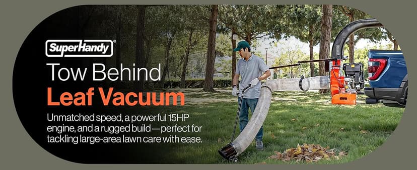 SuperHandy Truck Loader Leaf Vacuum – 15HP Electric Start Engine, Serrated Metal Impeller, Hitch or Tailgate Mount, Commercial Debris Vacuum for Lawn & Landscape Cleanup