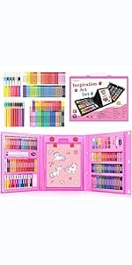 Caliart 176PCS Art Supplies Sketching Kit with 100 Sheets 3-Color Sketch Book, Graphite Colored Charcoal Watercolor & Metallic Pencils, School Supplies Gifts for Artists Adults Teens Girls Boys Kids