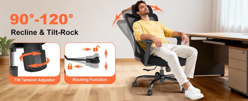 Office Chair Ergonomic Desk Chair,Adjustable Headrest Lumbar Support Computer Chair - Home Office Desk Chairs,300lbs Wide Seat Big and Tall Office Chairs with 3D Armrests, Comfy Desk Chairs (New)