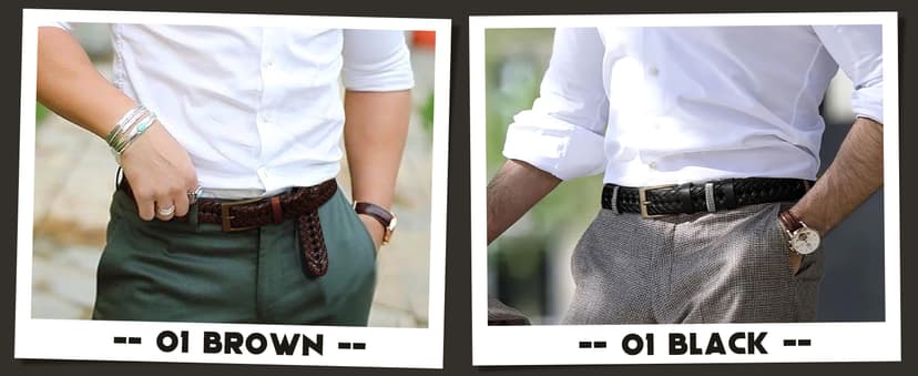 BELTROAD Braided Leather Belt for Men Casual Jeans Golf, Men's Leather Woven Alloy Buckle Hand Braided Belts Gift for Men