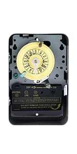 Intermatic T104 24-Hour Mechanical Timer Switch - 208–277 VAC, DPST, Indoor Metal Enclosure, Heavy-Duty, Manual Override, 40 Amp - Ideal for Lights, Pumps, Fans, and HVAC Systems