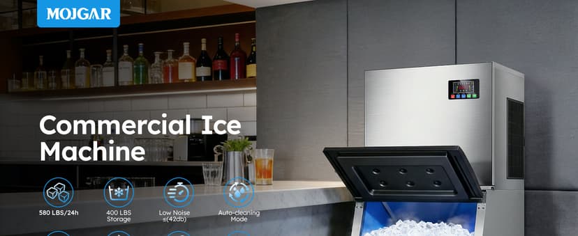 Commercial Ice Maker Machine, 680LBS/24H Ice Production with 560LBS Storage Bin, Industrial Ice Machine with Self-Cleaning, 12 Adjustable Ice Thickness Levels, Stainless Steel