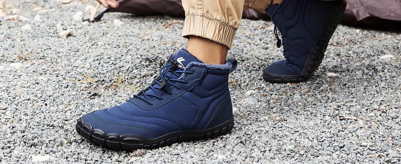 FLARUT Mens Womens Barefoot Snow Boots Winter Warm Shoes Fur Lined Wide Toe Box Zero Drop Ankle Sneakers